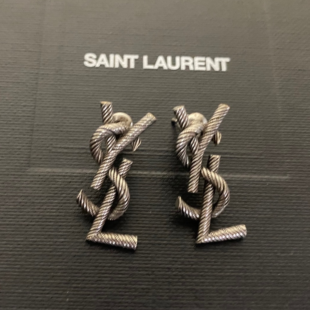 YSL Vintage Logo Twist Stud Earrings